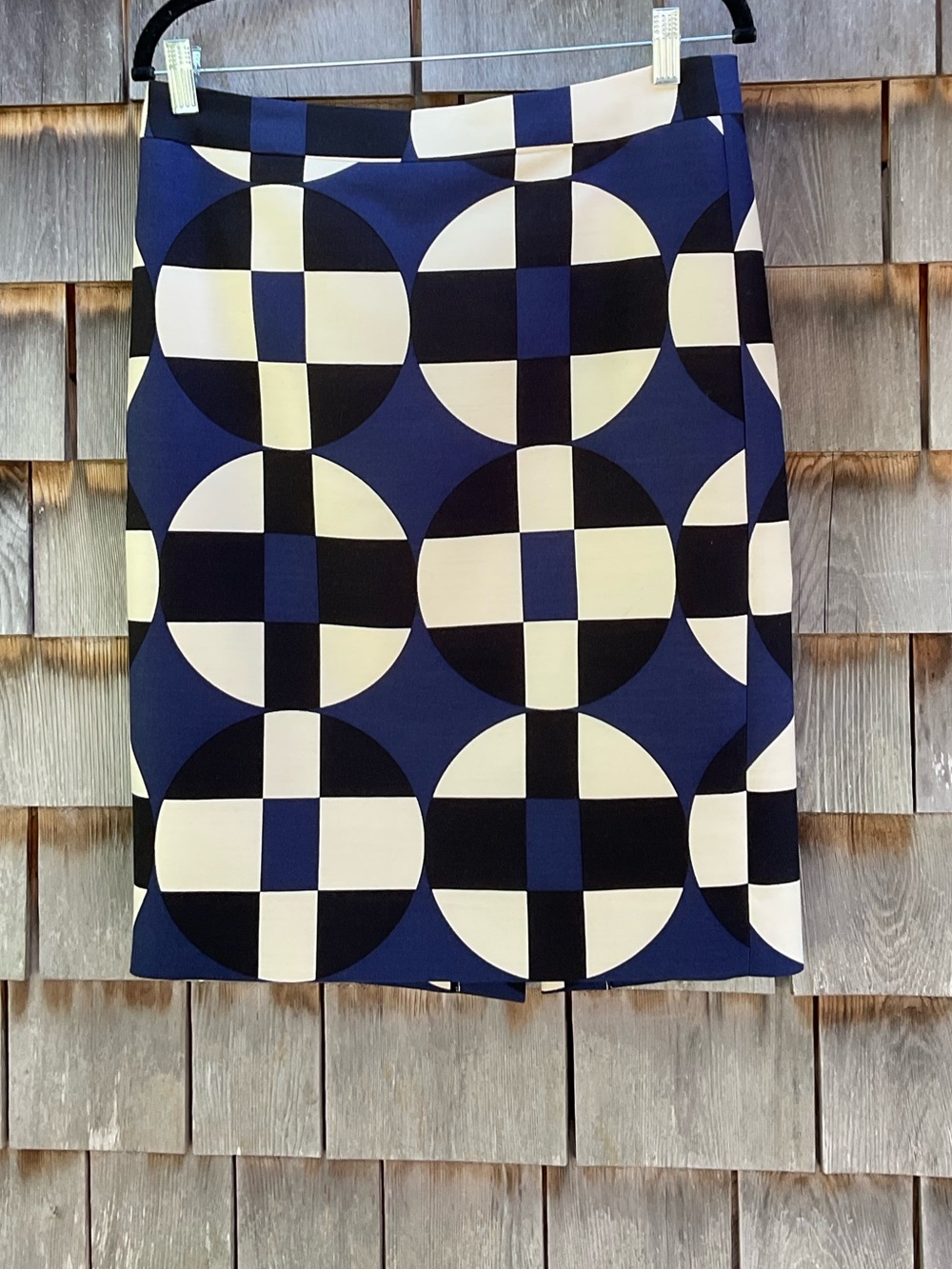 J. Crew Navy and Cream Graphic Pencil Skirt